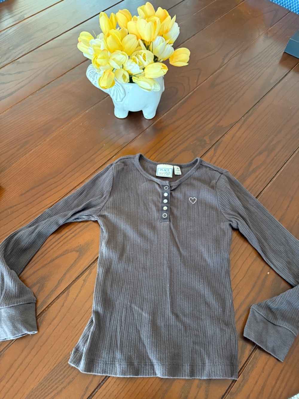 The Children's Place Ribbed Long-Sleeve Henley Top - Brown